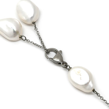 ノンブランド NON BRAND バロックパール ホワイト パール メタル ネックレス 淡水パール