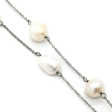 ノンブランド NON BRAND バロックパール ホワイト パール メタル ネックレス 淡水パール