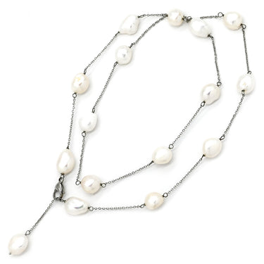 ノンブランド NON BRAND バロックパール ホワイト パール メタル ネックレス 淡水パール