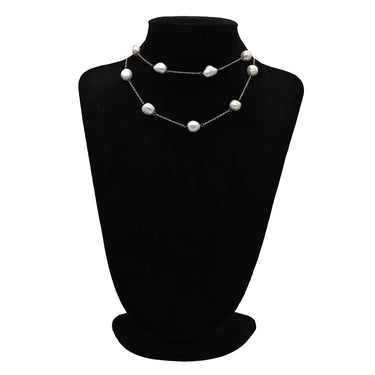 ノンブランド NON BRAND バロックパール ホワイト パール メタル ネックレス 淡水パール