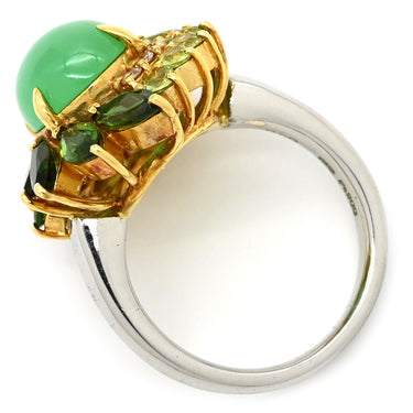 ノンブランド NON BRAND カルセドニー リング プラチナシルバー Pt900 K18YG カルセドニー トルマリン ペリドット ダイヤモンド リング 指輪 グリーン 緑 11号