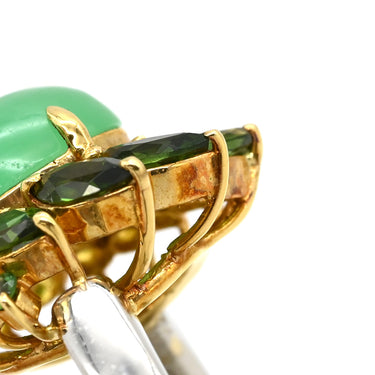 ノンブランド NON BRAND カルセドニー リング プラチナシルバー Pt900 K18YG カルセドニー トルマリン ペリドット ダイヤモンド リング 指輪 グリーン 緑 11号