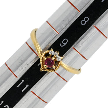 ノンブランド NON BRAND ルビー ダイヤ リング イエローゴールド×レッド K18YG ルビー ダイヤモンド リング 指輪 Au750 18K 18金 レッド 赤 2連 2重 2セット ピンキーリング 4号