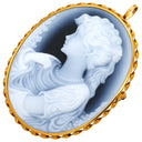 ノンブランド NON BRAND カメオ イエローゴールド K18YG メノウ ブローチ 彫刻 ペンダントトップ