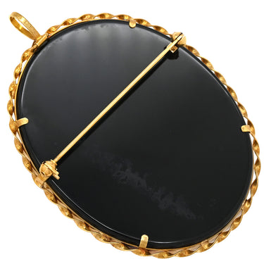 ノンブランド NON BRAND カメオ イエローゴールド K18YG メノウ ブローチ 彫刻 ペンダントトップ