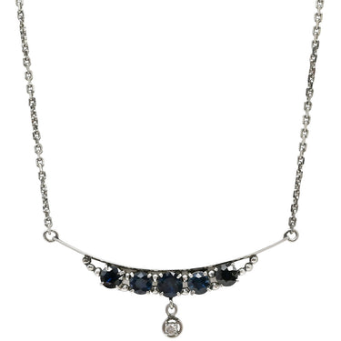 ノンブランド NON BRAND サファイア ダイヤ ペンダント プラチナシルバー Pt900 サファイア ダイヤモンド Pt850(チェーン) ネックレス