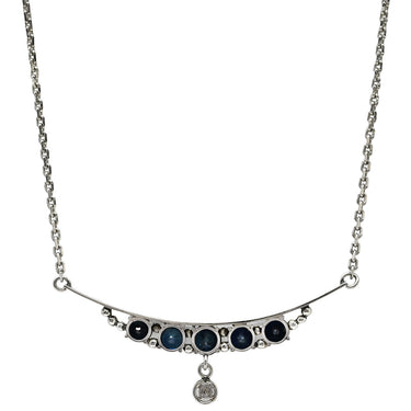 ノンブランド NON BRAND サファイア ダイヤ ペンダント プラチナシルバー Pt900 サファイア ダイヤモンド Pt850(チェーン) ネックレス