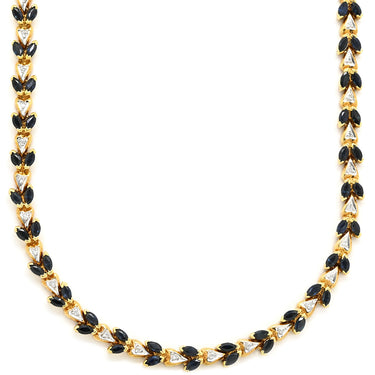 ノンブランド NON BRAND サファイア ダイヤ チェーン イエローゴールド K18YG サファイア ダイヤモンド ネックレス 750 18K