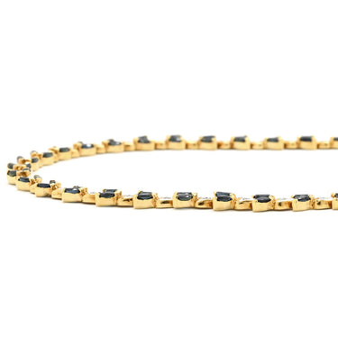 ノンブランド NON BRAND サファイア ダイヤ チェーン イエローゴールド K18YG サファイア ダイヤモンド ネックレス 750 18K