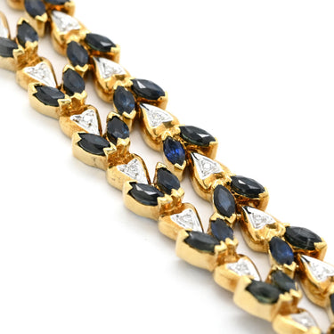 ノンブランド NON BRAND サファイア ダイヤ チェーン イエローゴールド K18YG サファイア ダイヤモンド ネックレス 750 18K