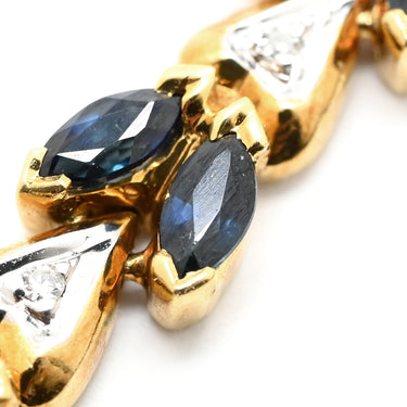 ノンブランド NON BRAND サファイア ダイヤ チェーン イエローゴールド K18YG サファイア ダイヤモンド ネックレス 750 18K