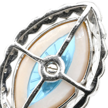 ノンブランド NON BRAND ブルートパーズ シェル ダイヤ ホワイトゴールド K18WG ブルートパーズ ダイヤモンド ペンダントトップ 青 ブルー 彫刻 ネックレストップ