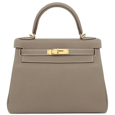 エルメス HERMES ケリー28 内縫い エトゥープ トゴ 2WAYバッグ ゴールド金具 グレージュ ショルダー
