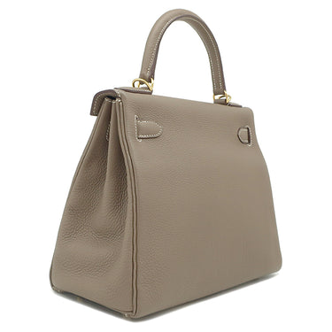 エルメス HERMES ケリー28 内縫い エトゥープ トゴ 2WAYバッグ ゴールド金具 グレージュ ショルダー