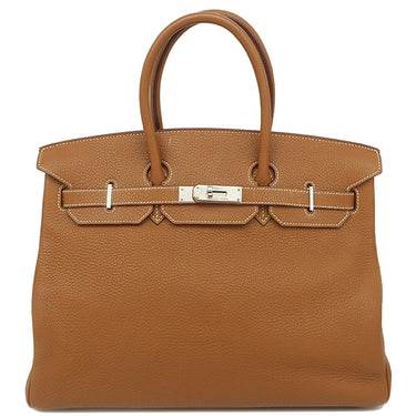 エルメス HERMES バーキン35 ゴールド トゴ ハンドバッグ シルバー金具 茶