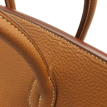 エルメス HERMES バーキン35 ゴールド トゴ ハンドバッグ シルバー金具 茶