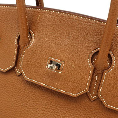 エルメス HERMES バーキン35 ゴールド トゴ ハンドバッグ シルバー金具 茶