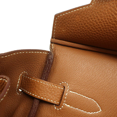 エルメス HERMES バーキン35 ゴールド トゴ ハンドバッグ シルバー金具 茶