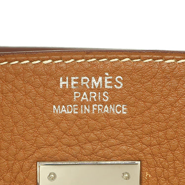エルメス HERMES バーキン35 ゴールド トゴ ハンドバッグ シルバー金具 茶