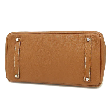 エルメス HERMES バーキン35 ゴールド トゴ ハンドバッグ シルバー金具 茶