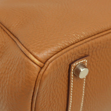 エルメス HERMES バーキン35 ゴールド トゴ ハンドバッグ シルバー金具 茶