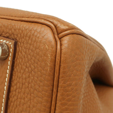 エルメス HERMES バーキン35 ゴールド トゴ ハンドバッグ シルバー金具 茶