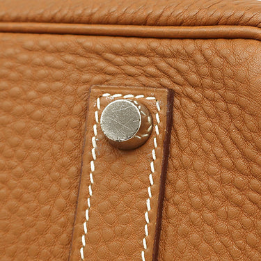 エルメス HERMES バーキン35 ゴールド トゴ ハンドバッグ シルバー金具 茶