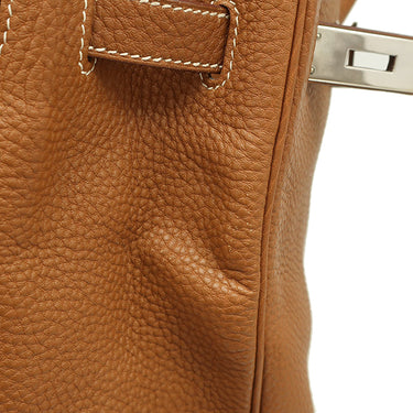 エルメス HERMES バーキン35 ゴールド トゴ ハンドバッグ シルバー金具 茶