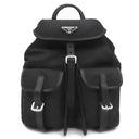 プラダ PRADA Re-Nylon バックパック 1BZ677 ブラック ナイロン リュック・デイパック シルバー金具 黒 TESSUTO VITELO 三角ロゴプレート