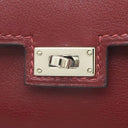 エルメス HERMES ケリードール ルージュアッシュ×ブラウン ヴォーガリバー ハンドバッグ シルバー金具 赤