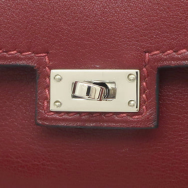 エルメス HERMES ケリードール ルージュアッシュ×ブラウン ヴォーガリバー ハンドバッグ シルバー金具 赤