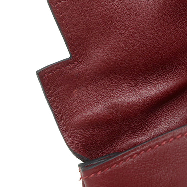 エルメス HERMES ケリードール ルージュアッシュ×ブラウン ヴォーガリバー ハンドバッグ シルバー金具 赤