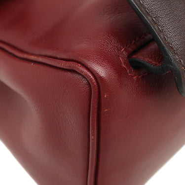 エルメス HERMES ケリードール ルージュアッシュ×ブラウン ヴォーガリバー ハンドバッグ シルバー金具 赤