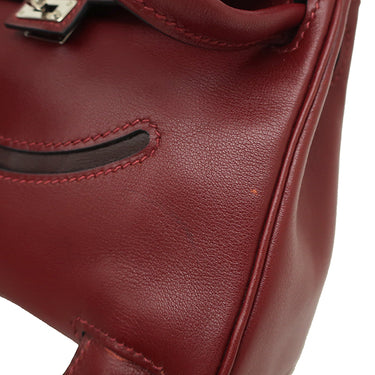 エルメス HERMES ケリードール ルージュアッシュ×ブラウン ヴォーガリバー ハンドバッグ シルバー金具 赤