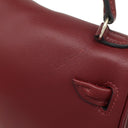 エルメス HERMES ケリードール ルージュアッシュ×ブラウン ヴォーガリバー ハンドバッグ シルバー金具 赤