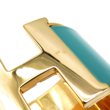 エルメス HERMES クリッククラックH エクストラワイド PM グリーン×ゴールド GP エナメル ブレスレット ゴールド金具 Hブレス