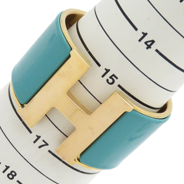 エルメス HERMES クリッククラックH エクストラワイド PM グリーン×ゴールド GP エナメル ブレスレット ゴールド金具 Hブレス