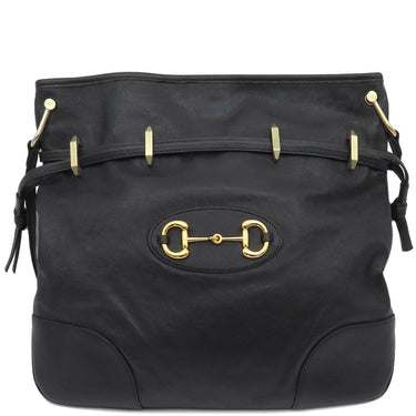 グッチ GUCCI ホースビット ショルダーバッグ 602089 ブラック レザー ショルダーバッグ ヴィンテージ金具 黒 ゴールド金具