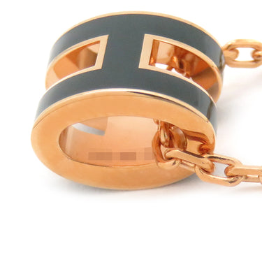 エルメス HERMES ポップアッシュ ミニ ペンダント グリーン×ピンクゴールド GP ラッカー ネックレス ローズゴールド金具 Hモチーフ PG RG