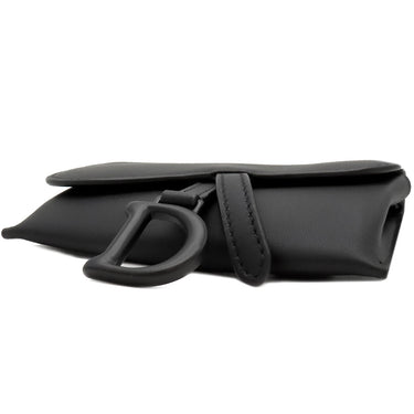 クリスチャン・ディオール Christian Dior サドル ナノ ブラック レザー チェーンウォレット マットブラック金具 黒 チェーンショルダー ポーチ