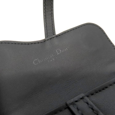 クリスチャン・ディオール Christian Dior サドル ナノ ブラック レザー チェーンウォレット マットブラック金具 黒 チェーンショルダー ポーチ