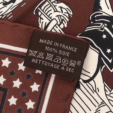 エルメス HERMES カレ55 CARRE ブラウン×ホワイト×ブラック シルク スカーフ 【ECURIES/厩舎】