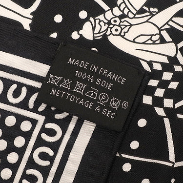 エルメス HERMES カレ55 CARRE ブラック×ホワイト シルク スカーフ 【HOT TO TROT】