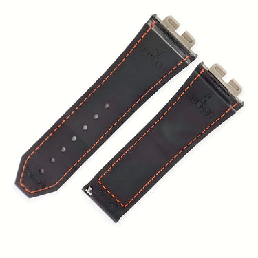 ウブロ HUBLOT 純正 ビッグバン ウニコ 411 用 レザー×ラバーバンド グレー×ブラック レザー ラバー 腕時計パーツ 替え ベルト ストラップ 28mm グレー ブラック 黒