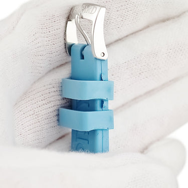 ショパール CHOPARD 純正 ハッピースポーツ用 ラバーバンド スカイブルー ラバー ステンレススチール 腕時計パーツ シルバー金具 替え ベルト ストラップ 純正SS製尾錠付き 19ｍｍ ブルー 青