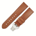 パネライ PANERAI 純正 ブラウン 牛革 ステンレススチール 腕時計パーツ 替え レザー 本革 ベルト バンド ストラップ 純正SS製バックル付き 22ｍｍ ブラウン 茶