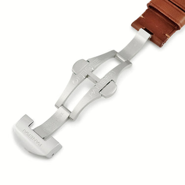 パネライ PANERAI 純正 ブラウン 牛革 ステンレススチール 腕時計パーツ 替え レザー 本革 ベルト バンド ストラップ 純正SS製バックル付き 22ｍｍ ブラウン 茶