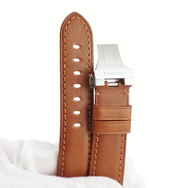 パネライ PANERAI 純正 ブラウン 牛革 ステンレススチール 腕時計パーツ 替え レザー 本革 ベルト バンド ストラップ 純正SS製バックル付き 22ｍｍ ブラウン 茶