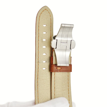 パネライ PANERAI 純正 ブラウン 牛革 ステンレススチール 腕時計パーツ 替え レザー 本革 ベルト バンド ストラップ 純正SS製バックル付き 22ｍｍ ブラウン 茶