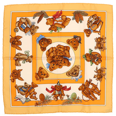 エルメス HERMES カレ45 CARRE ガヴロッシュ オレンジ×マルチカラー シルク スカーフ 【CONFIDENTS DES COEURS/心の友】